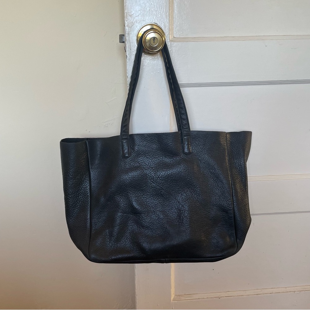 Baggu Black Leather Tote Bag